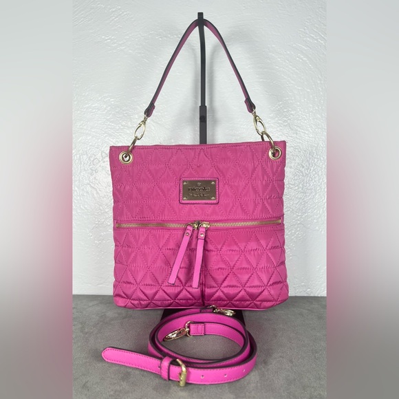 Nicole Miller Vibrant Pink Quilted Crossbody Bag with Adjustable Strap - Picture 2 of 11